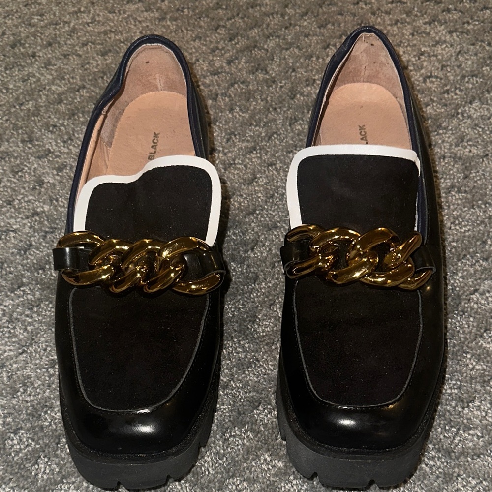 Black and Gold Women's Loafers